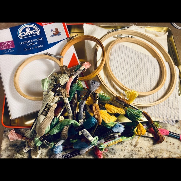 Other - Lot of Embroidery Supplies Whitman’s Sampler Tin